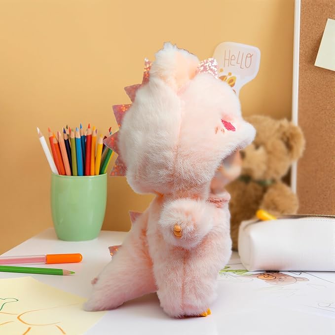 Clothes for LABUBU Doll (NO Doll), Pink Plush Heart Dinosaur Outfits for LABUBU 17cm Dolls, Premium Accessories for LABUBU Unique Dress up