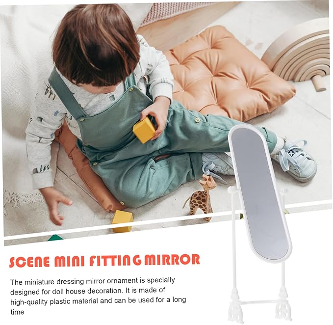 2Sets Miniature Rotating Mirror Decor Doll House Ornaments Realistic Bedroom Accessories for Dollhouse Decoration Present for DIY Enthusiasts