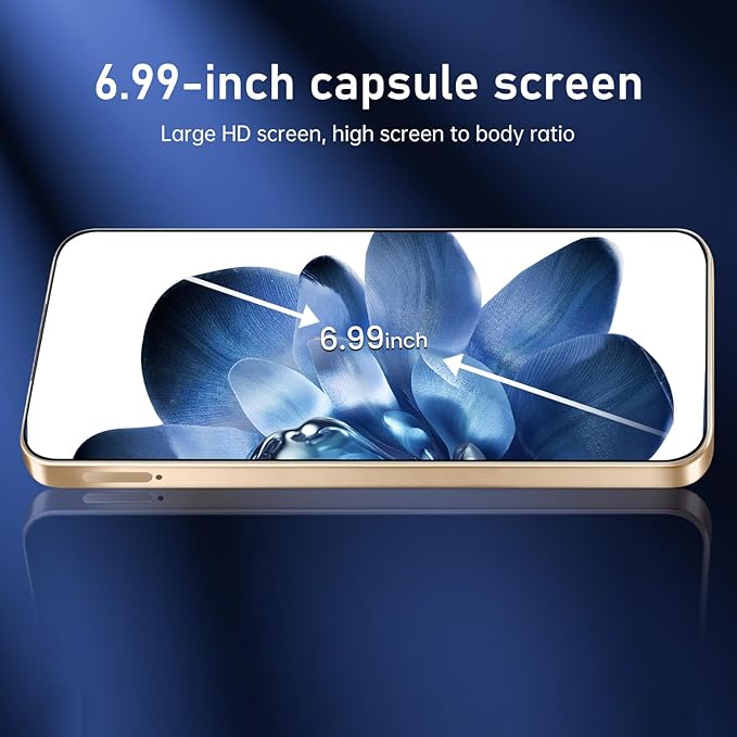OEJBK 16PROMA X Smartphone New Upgrade 16GB+512GB/6.99" Display 68+108MP Zoom Camera,Tempered Glass Finish, 7000mAh Android 14 Smartphone (Desert Titanium)