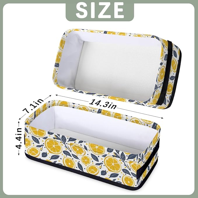 Lemon Leaves Print Bathroom Storage Baskets Waterproof Bathroom Counter Organizer Decorative Toilet Paper Storage Basket for Organizing for Bathroom Living Room Decor