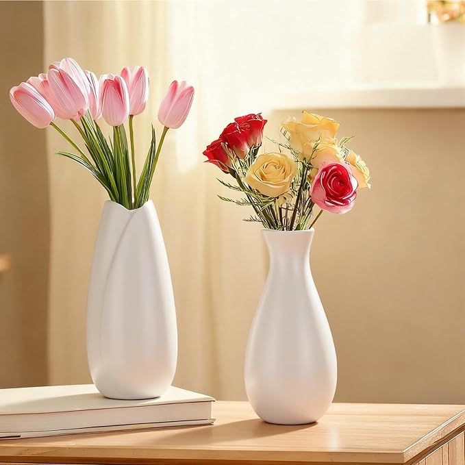 Paintable Vase Set of 16 White Small Bud Vases for Flowers, Clay Vase Bulk for Wedding Decorations Pampas Grass Centerpieces, Boho Mini Ceramic Vases for DIY Painting Home Dining Table Decor