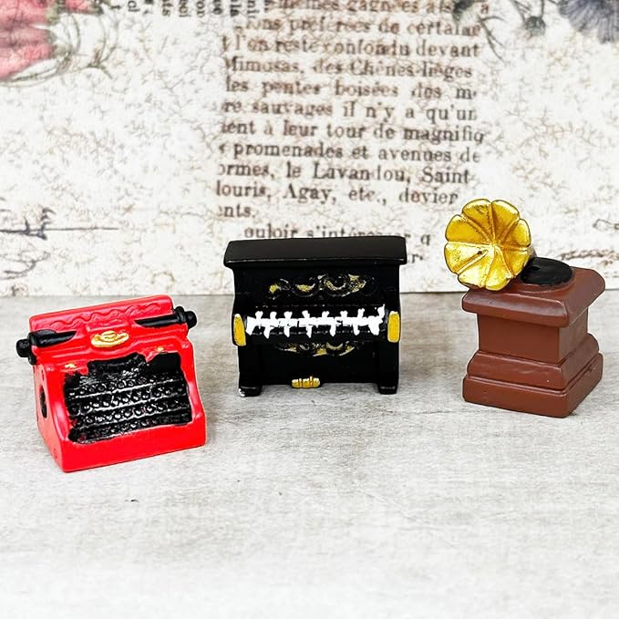 Miniature Home Appliances Retro Furniture - 13Pcs 1inch Mini Simulated Resin Camera Telephone TV Figurines Models Ornaments for DIY Diorama Micro Landscape Craft Accessories Decor