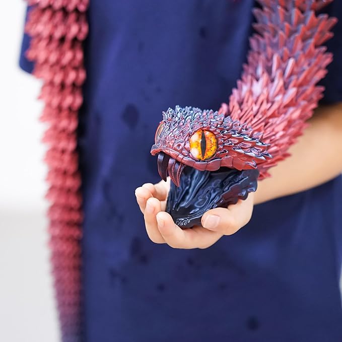 47.5inch Super Large 3D Printed Snake Models,Movable Teeth,Flexible Joint Animal lacertid Figurines, Stress Relief, Fidget restlessness, ADHD Toys, Surprise Fantasy Gifts (RBL/47.5inch)