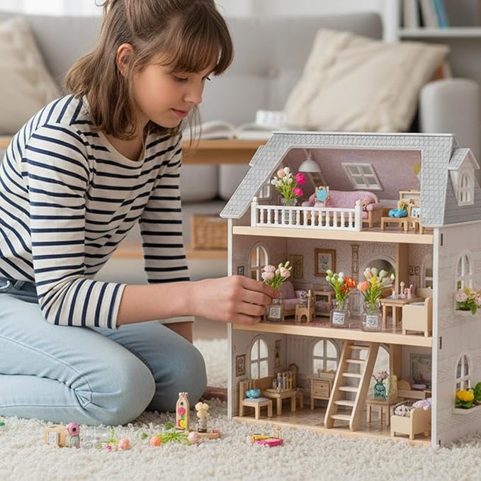 10 Pcs Miniature Dollhouse Plant Flowers, Small Glow in The Dark Glass Dollhouse Flowers, 1:12 Dollhouses Mini Vase with Flower, Faux Flower Model Dollhouses Decoration for Tiny Houses