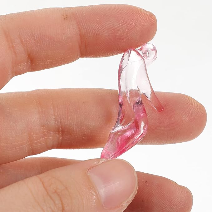 LUOZZY 120 Pcs Miniature Doll Shoes Clear High Heel Shoes Decorations Fashion Doll Shoes Charms for DIY Craft Dollhouse Accessories, Pink