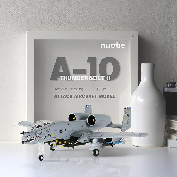 1/100 A-10 Thunderbolt II (Warthog) Attack Pre-Build Diecast Metal Aircraft Model Kits VX-23 Replica Military Plane for Display Collection or Gift