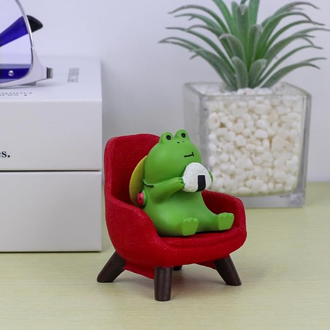 Refintural Miniature Frogs - Cute Frog Sculptures for Outdoor Fairy Garden, Desk Decor & Plant Shelf