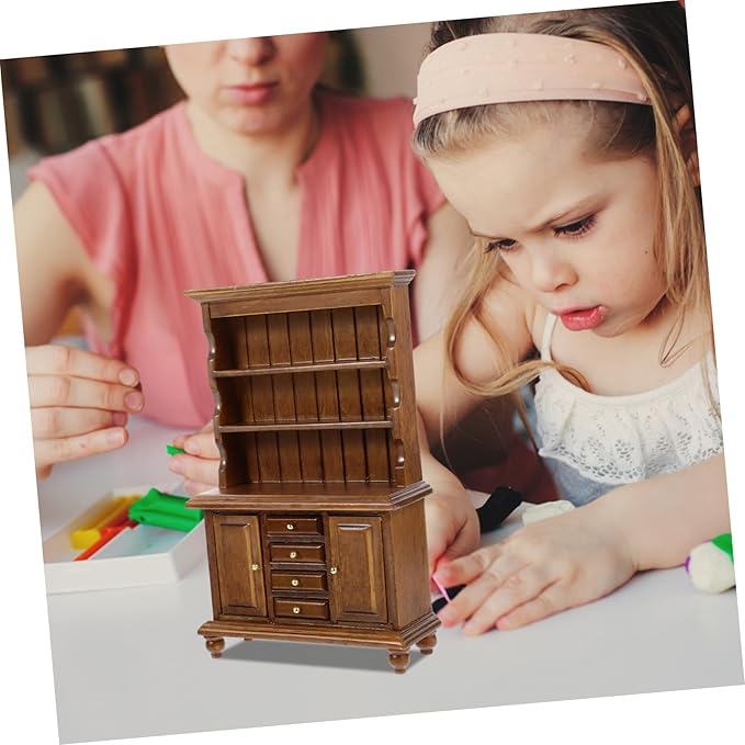 BESTonZON Mini Bookshelf for Dollhouse Scale Tiny Display Cabinet Furniture Natural Texture for Miniature Scenes and Play