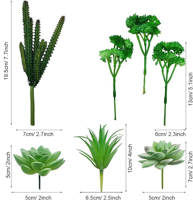 Cayway 18 PCS Artificial Succulent Plants, Green Fake Succulent, Unpotted Faux Succulent Assortment in Flocked Green in Different Type for Birthday Home Decor Indoor Wall Garden DIY