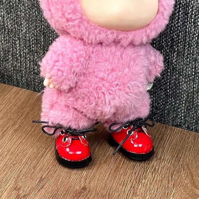 Compatible with Labubu Doll Shoes for 17cm Doll,Shoes Used for Labubu Accessories (P-Red)