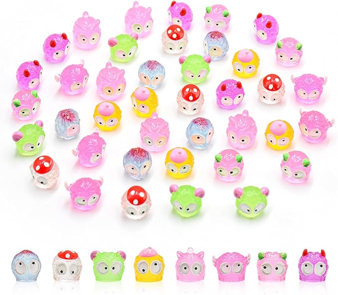 40 PCS Luminous Tiny Things for Crafts Dollhouse Fairy Garden Decor Miniature Figurines Resin Animal for Car Mini Resin Animals for Micro Landscape Plant Pots