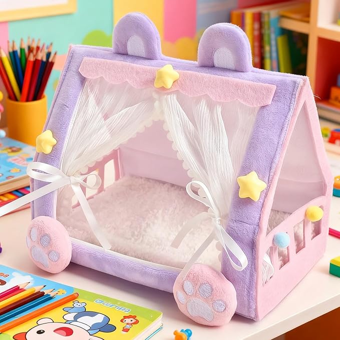Mini Doll Tent Bed | Adorable Miniature Tent House Crib | Nursery Accessory Decorative Toy for Dolls & Stuffed Animals for Kids Girls Pretend Play