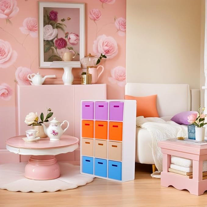 BESTonZON 1 12 Miniature Dollhouse Storage Shelf Plastic Organizer Diy Combination for Dollhouse Miniatures and Accessories Display