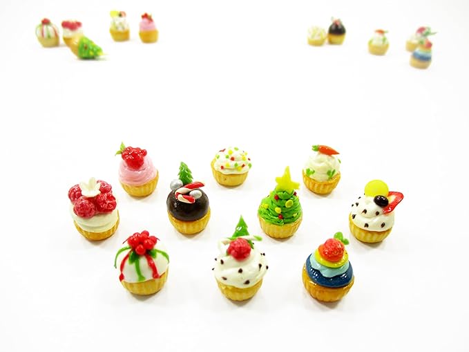 Dollhouse Miniature Food Christmas Mixed 10 Cupcake Cake Bakery Supply 16102