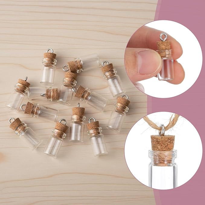 20 Pcs Mini Glass Bottles with Cork 1ml Capacity Clear Tiny Glass Bottles Wishing Message Bottle DIY Art Craft Storage Small Jars for Home and Holiday Party Decoration