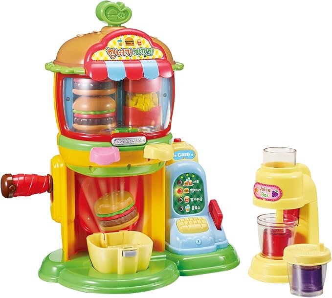KONGSUNI Series, Talking Hamburger Shop, English Package, Youngtoys playset Bath Restaurant Shower Teeth Veggie Cake Bakery ice Cream Nurse Cooking