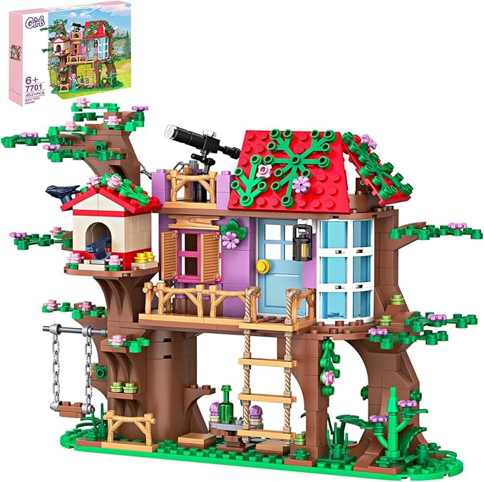 Bird Tree House Building Block Set Creative Forest Playhouse Toy with Swing Ladder and Bird Nest Nature Adventure Kit for Nature Loving Kids Teens
