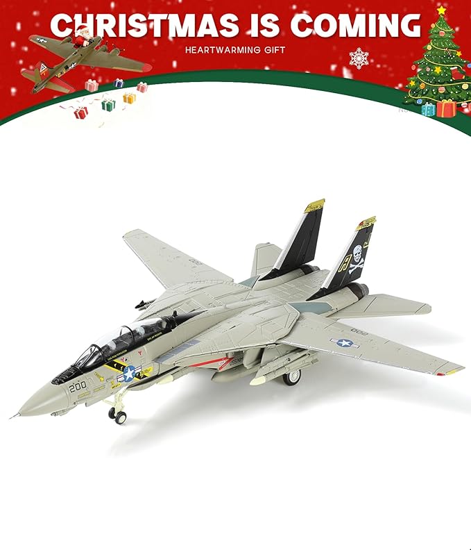 1/100 F-14 Tomcat Fighter Aircraft Model Fighter U.S. Navy VF-84 Jolly Rogers Airplane Model with Display Stand Pre-Built Military F14 Plane (VF-84) Collection Gift for Adults