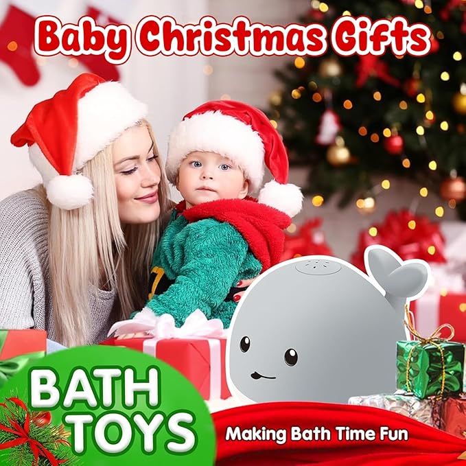Gigilli Baby Bath Toys with 4 Modes, Bath Toys for Kids Ages 1-3, 1 Year Old Boy Girl Valentines Gifts for Babies 6-12-18 Months, Light Up Whale Bath Toy Toddler Birthday Bathtub Toy