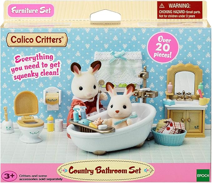 Calico Critters Country Bathroom Set - Toy Dollhouse Furniture and Accessories Set for Ages 3+