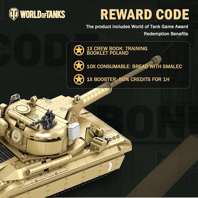 Reobrix 60TP Tank Building Set 77036, World of Tanks Authorized Products 1128 PCS, 1:28 Scale Tank Model Kit, Army Tanks Toy Building Kit for Military Fans, Birthday Gifts Ideal for Adults Boys 8-14