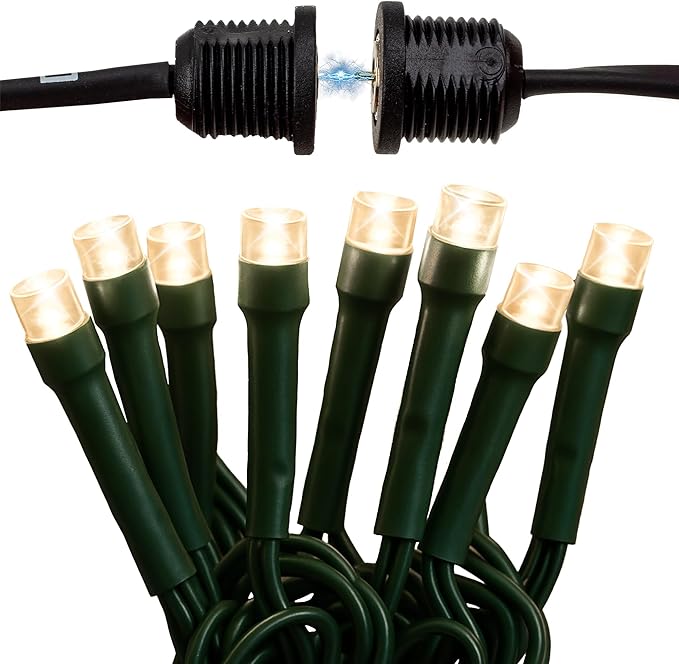 Lightacles Magnetic Christmas Lights - 60ft LED String Lights with Quick Connect - Indoor Plug in - Warm & Bright White - New Years Eve Decorations