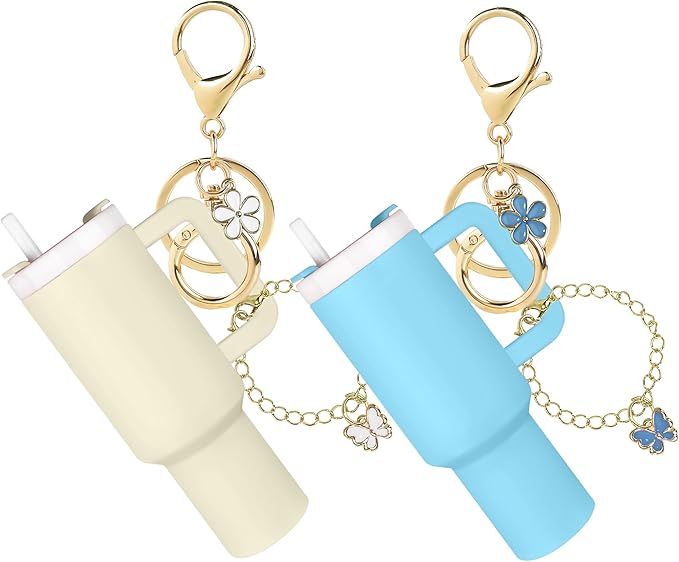 ERTUNA Mini Tumbler Keychain Accessories for Stanley Cup, 2 Way Cute Charms Chapstick Lip Balm Holder for Women Purse Handbag