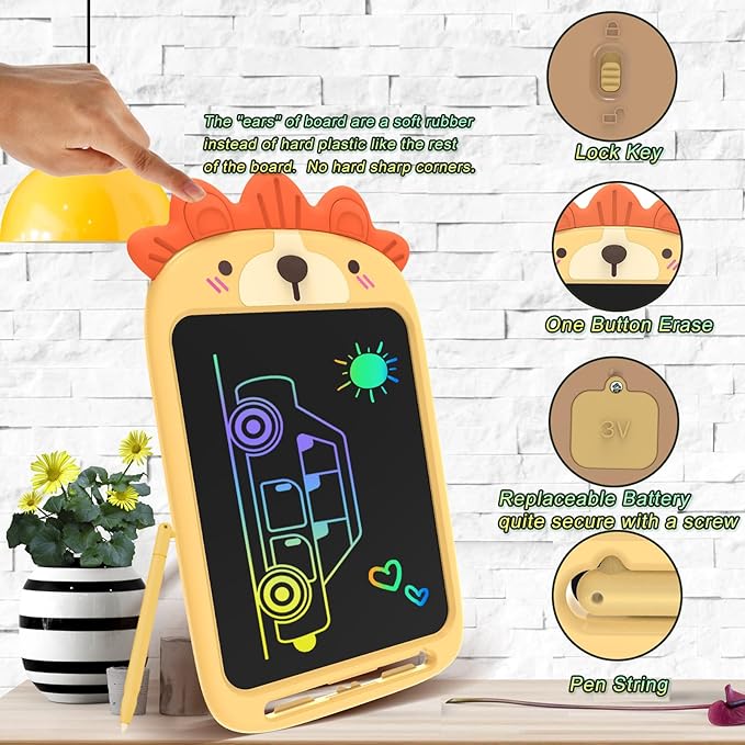 CHAFEGY 10 Inch LCD Writing Tablet, Erasable Doodle Board Toy, Cute Lion Drawing Pad for Kids Ages 2-6 - Educational Christmas Birthday Gift (Lion)