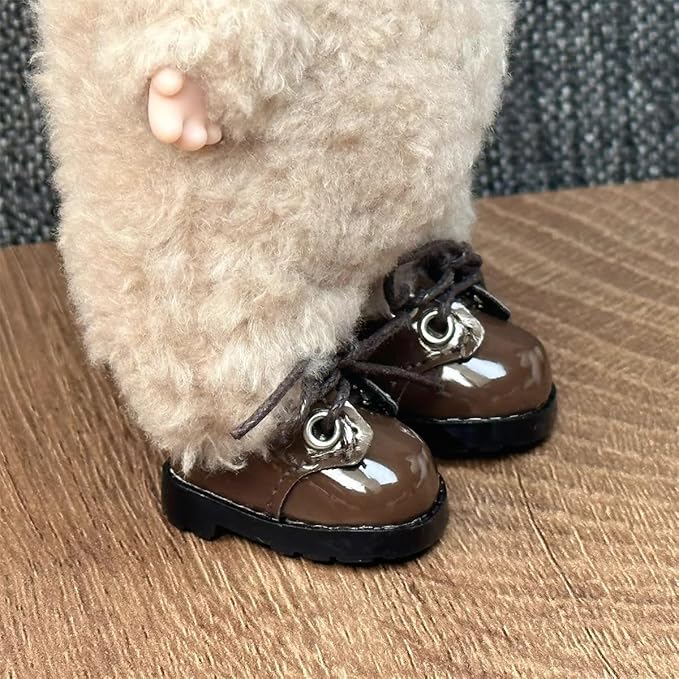 Compatible with Labubu Doll Shoes for 17cm Doll,Shoes Used for Labubu Accessories(P-Brown)