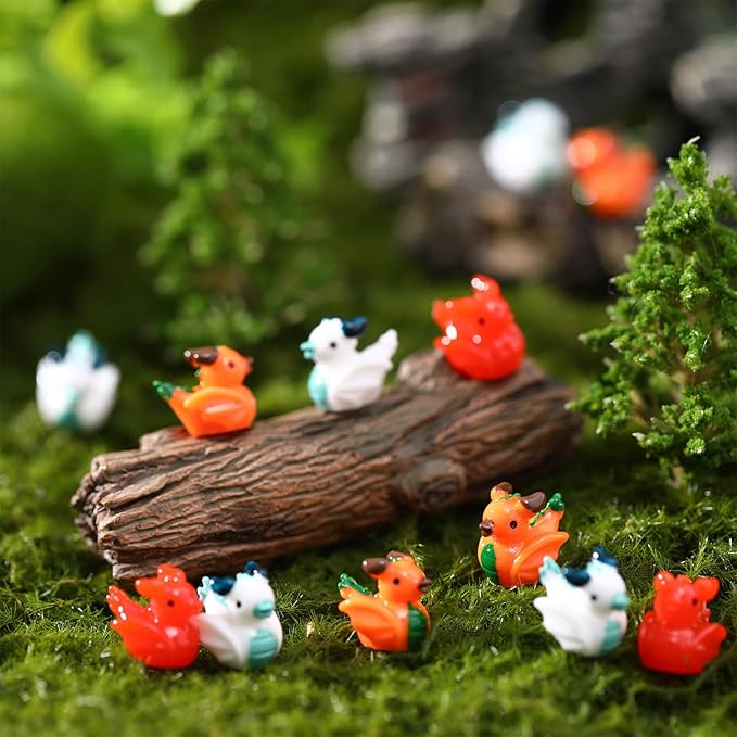 Seenelling 100 Pcs Mini Resin Dragon Ducks Tiny Dragon Duck Figurines for Miniature Landscape Garden Accessories Summer Holiday Decoration