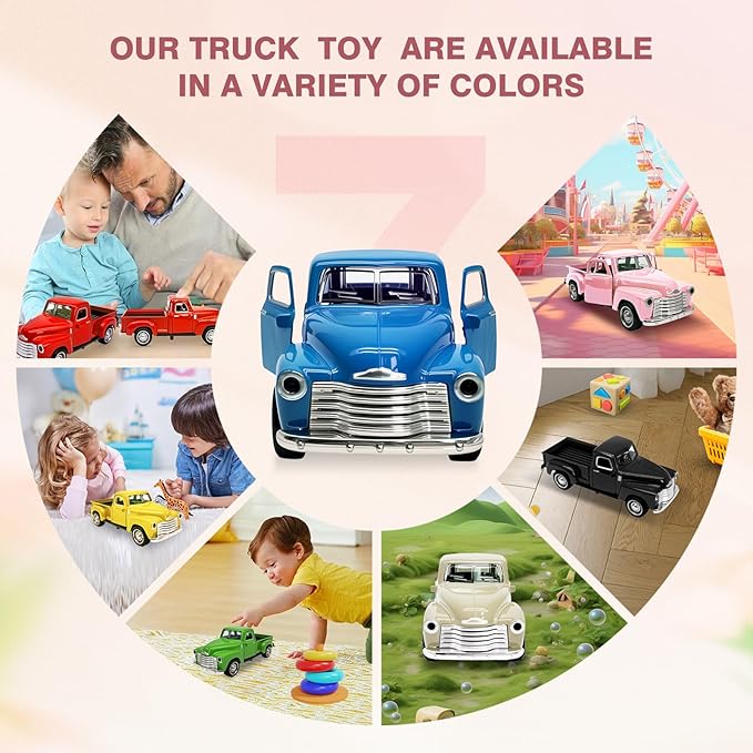 4Pcs Truck Toy for Toddlers 2 3 4 5 6 7 8 Year Old Boys Girls,1:32 Alloy Toddlers Car Toy Driveable,Car Door Can Open,Toy Trucks for Kids Easter Christmas Birthday Gifts