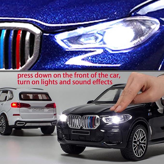 Toy Cars Compatible for X5 1/32 Metal Model Car Toys with Light and Sound Pull Back Collectible Model for Children Age 3 + Year Old Festival Gift(White)