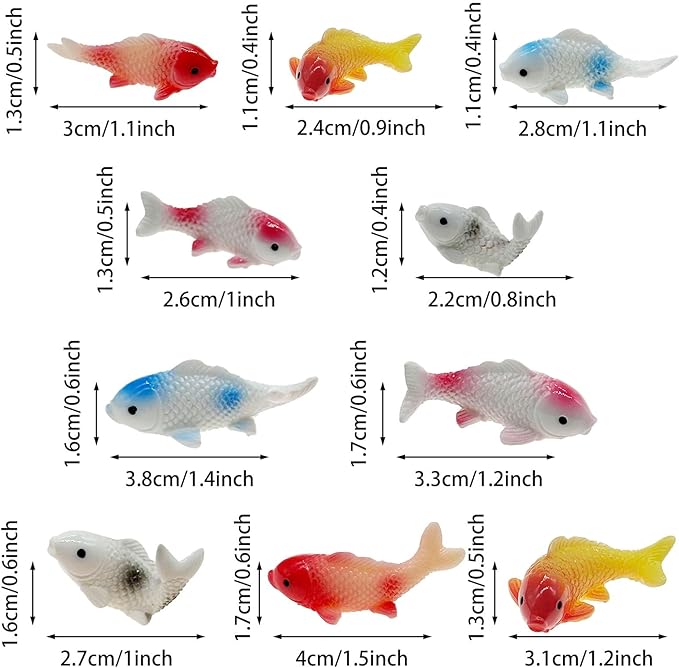 Cayway 20 PCS Miniature Goldfish, Mini Goldfish Decor Resin Goldfish Model Decorative Statues Fairy Garden Animals for Plant Pots Bonsai Craft, Micro Landscaping Decoration