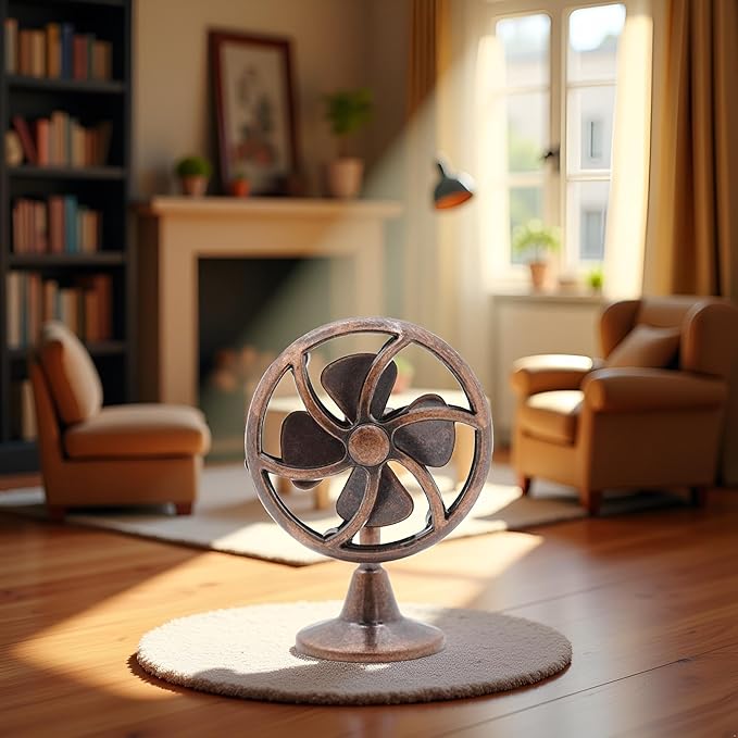Bronze 1/12 Miniature Fan Dollhouse Decoration Accessories, Home Outdoor Decoration Model Living Room Scene Craft Displays
