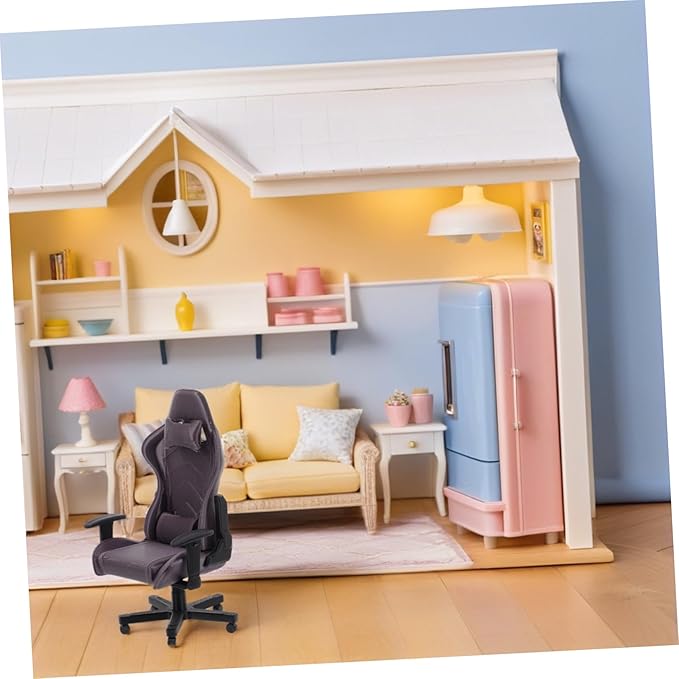 1 12 Scale Miniature Gaming Chair Model Tiny Dollhouse Furniture Office Decor Collector Accessory Realistic Small Computer Chair