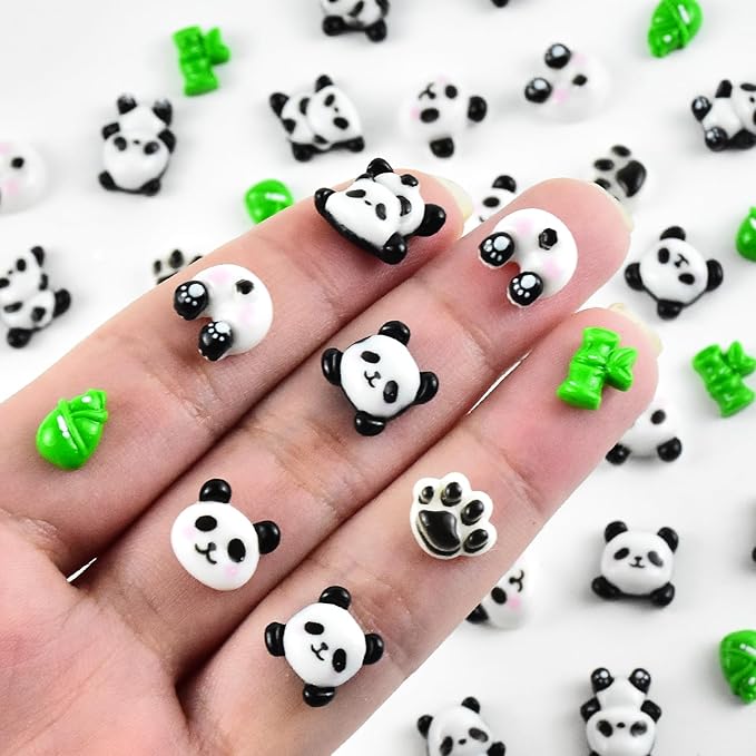 60 Pieces Tiny Panda for Dollhouse Miniatures Resin Animals for Crafts Mini Pandas for Fairy Garden Micro Landscaping Decoration