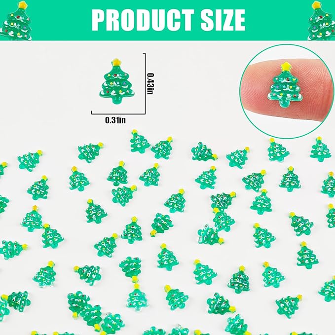 200 Pieces Tiny Christmas Tree Decor for Dollhouse Mini Resin Decor for Crafts Tiny Things for Fairy Garden Micro Landscaping Decoration