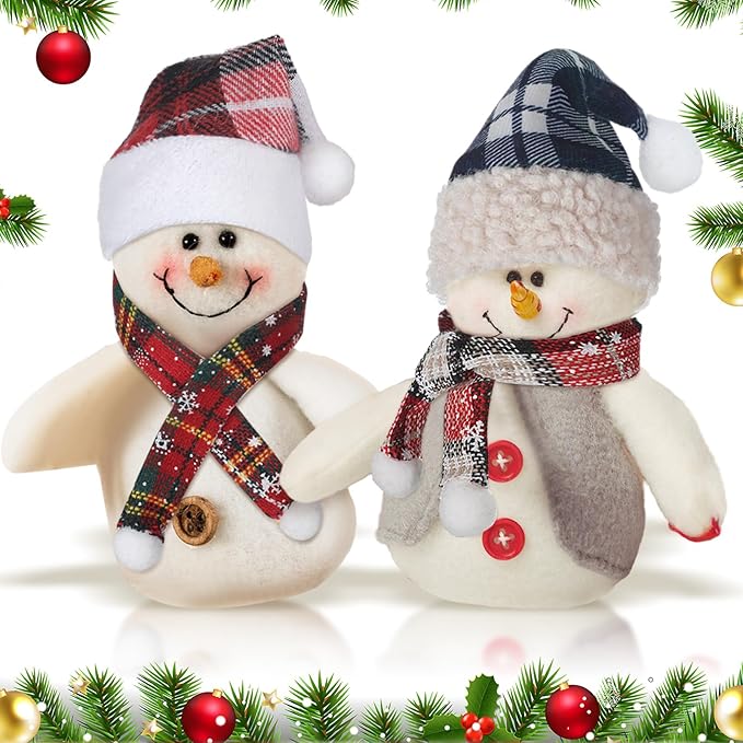 Geyoga 16 Pcs Mini Knit Doll Hat Valentines Day Small Santa Hat for Craft Winter Mini Snowman Hats and Scarf Tree Ornaments Snow Stripe Heart Wine Bottle DIY Decor Gifts