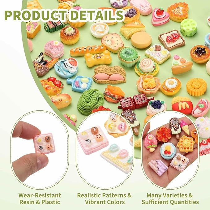 Dollhouse Miniature Food, Cute Mixed Afternoon Tea Bread Figures Toys Mini Resin Foods Trinkets for Pretend Play Kitchen Cooking Game & Doll House Decor (Mixing Colors, 20pcs)