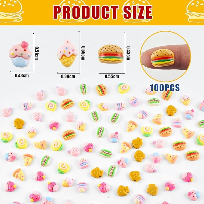 100 Pieces Tiny Food for Dollhouse Miniatures Resin Things for Crafts Mini Food for Dollhouse Mini Kitchen Micro Landscaping Decoration