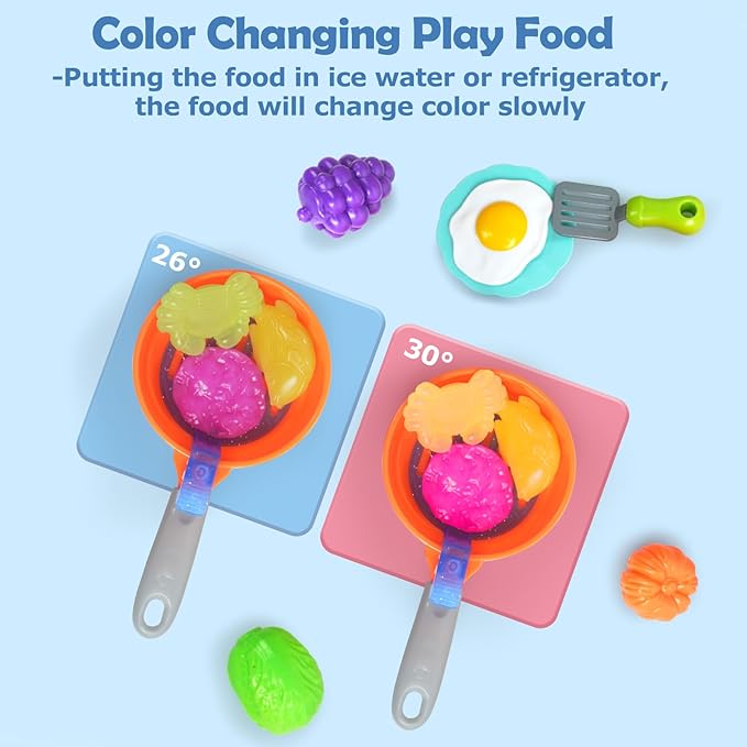 RedCrab Kids Kitchen Playset Toys, Simulate Mini Kitchen with Light and Sound, Food Toys & Kitchen Accessories, Multi-Functional Cooking Assistant, Pretend Toy Set for Toddlers 3-8(Blue)