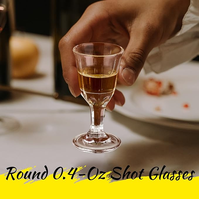 CHENGU 12 Pcs Mini Shot Glasses - 0.4 OZ/Half an Ounce, Clear Cordial wine Glasses with Base for Wine, Tequila, Whiskey, Spirits