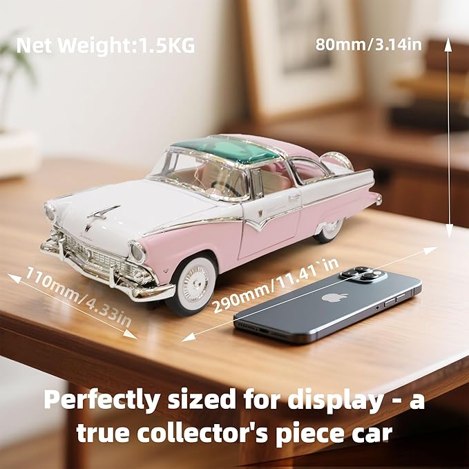 1955 Ford Crown Victoria 1/18 Scale Die-Cast Metal Model Premium Classic Vintage Alloy Cars with Display Case, for Kids Men and Teens Dad 14+ Year