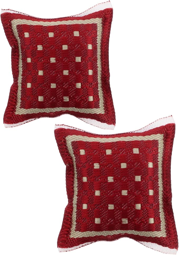 LOGOFUN 2pcs Miniature Dollhouse Throw Pillows Mini Soft Silk Sofa Cushions Model for Living Room Decoration Doll Accessories