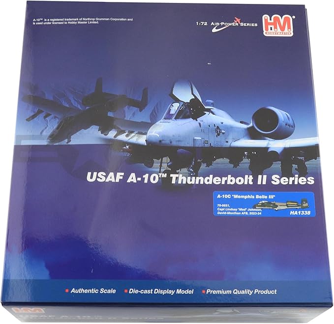 Hobby Master | 1:72 Scale Diecast Military Aircraft Replica | A-10C Memphis Belle III 78-0651, Capt Lindsay Mad Johnson, David-Monthan AFB, 2023-24 | Model HA1338