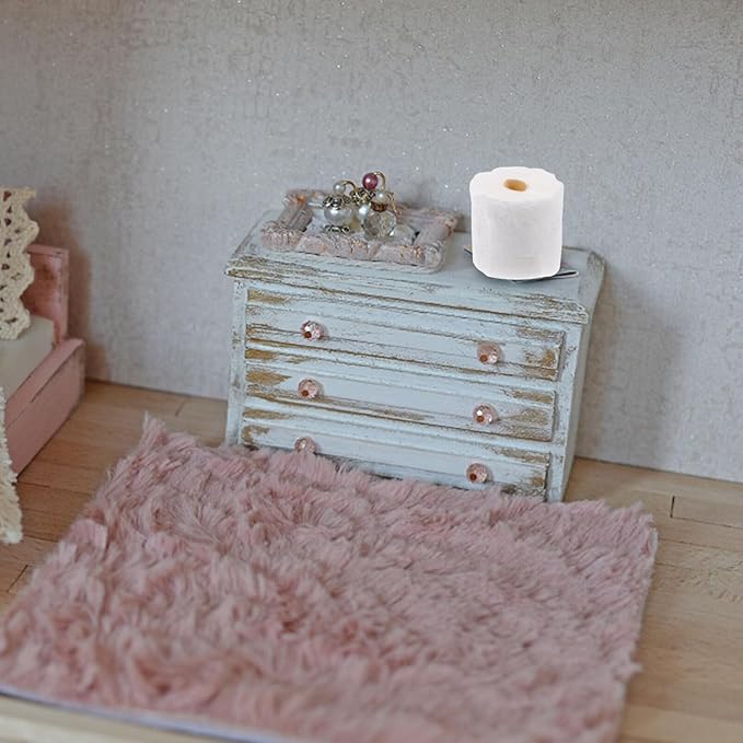 Alasum 10pcs Dollhouse Toilet Tissue Miniature Paper Towels Mini Toilet Tissue Small Simulation Roll Paper Model Bathroom Accessory, 1.50X1.50X1.50CM, Pink, A6UVD01584A1434MN