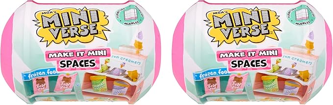 MGA's Miniverse Make It Mini Spaces Furniture (2 Pack), Mystery Surprise Packaging, Mini Collectibles, Replica Food, Replica Plants, Customize, DIY Crafts, Hobby, Collectors, Display, Gifts, 8+