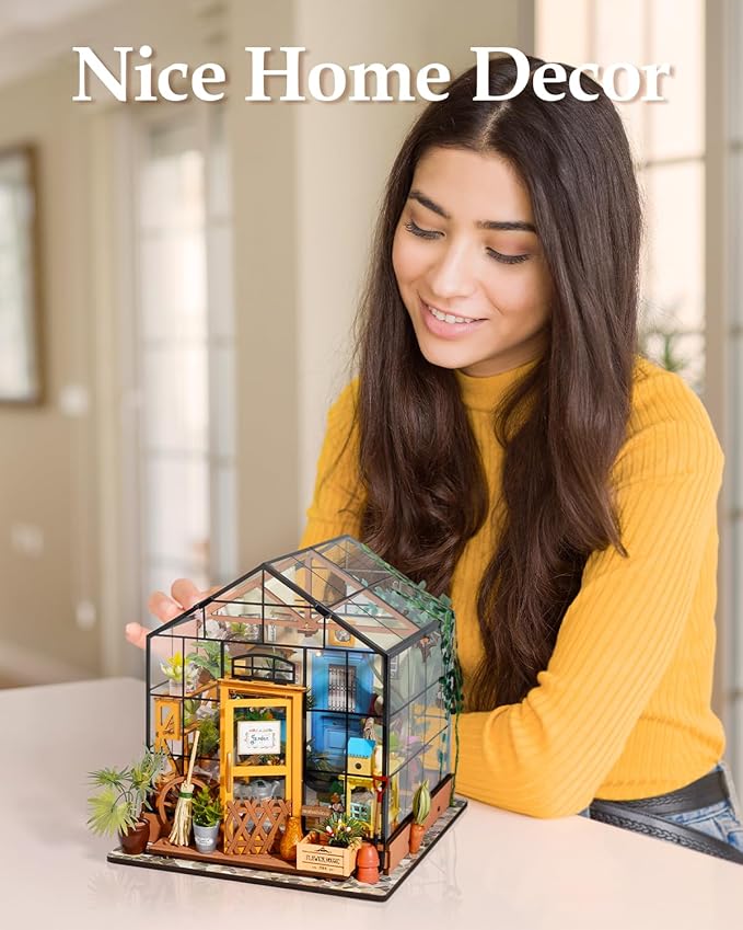 Rowood Miniature House Kit, DIY Miniature Greenhouse Dollhouse Kits for Adults, Mayberry Street Miniatures, Wooden Crafts for Adults, Gifts on Birthday Christmas - Cathy's Flower House