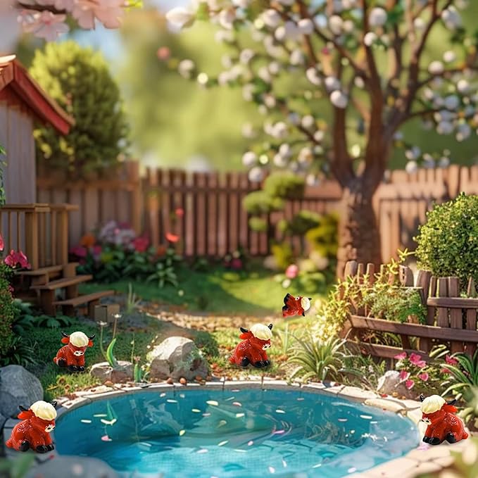 50 Pcs Mini Highland Cow Figurines for Fairy Gardens,Miniature Landscapes, Micro Landscape be Used for Various DIY Projects and Decorative