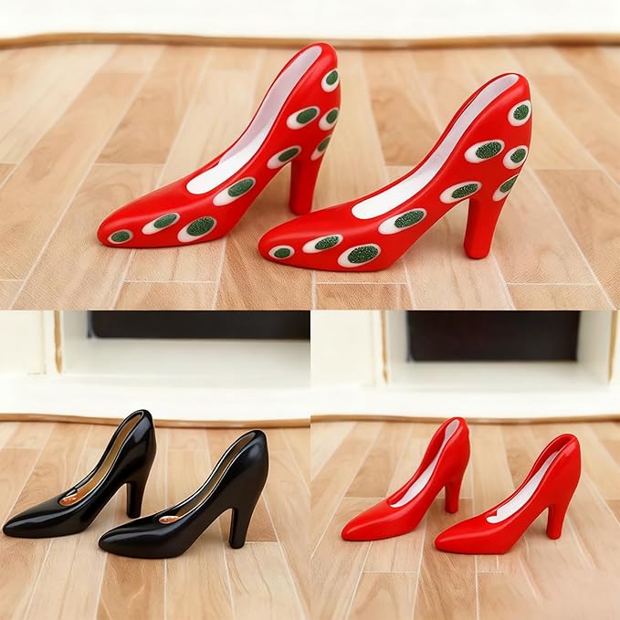 3 Pairs Miniature High Heel for 1/12 Dollhouses Metal Shoes with Artistic Detailing Display Ready Collectible Miniature Shoes